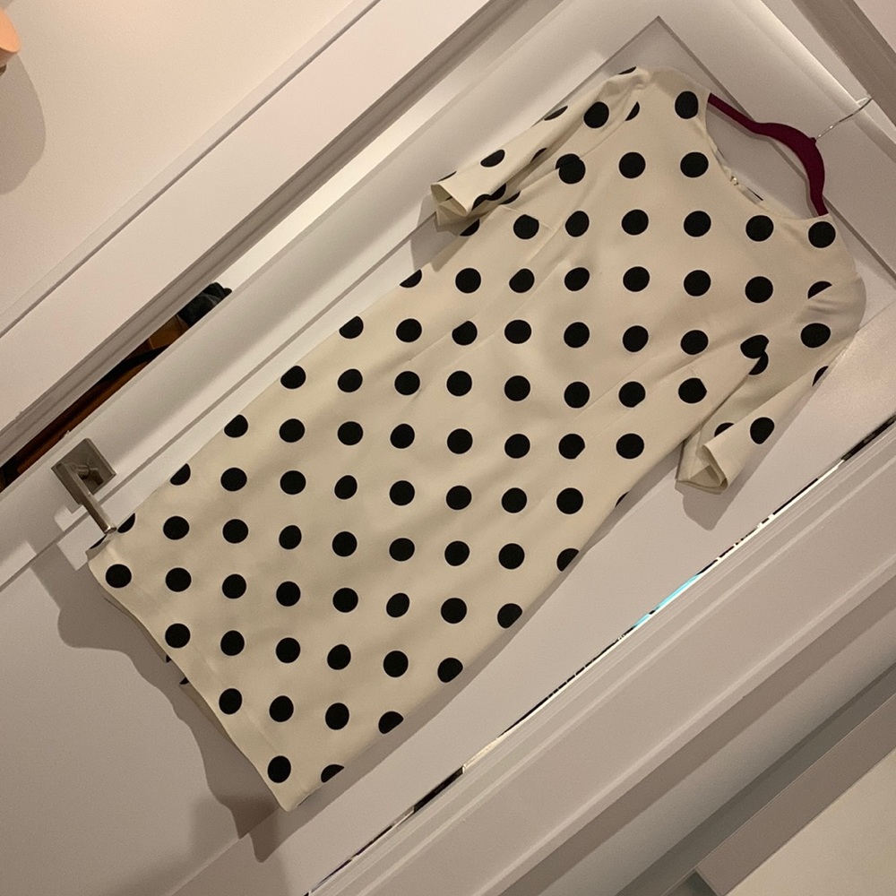 HOBBS Black & White midi polka dot dress mint condition US size 10
